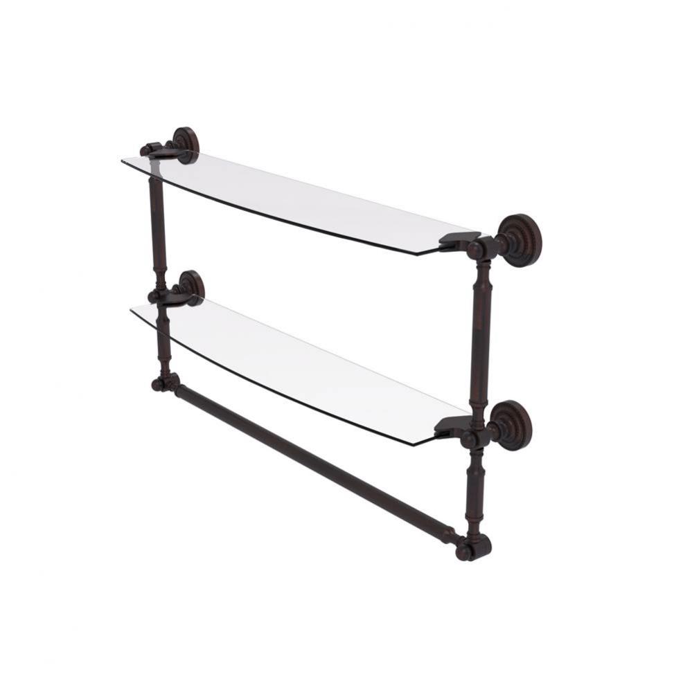 Dottingham Collection 24 Inch Two Tiered Glass Shelf with Integrated Towel Bar