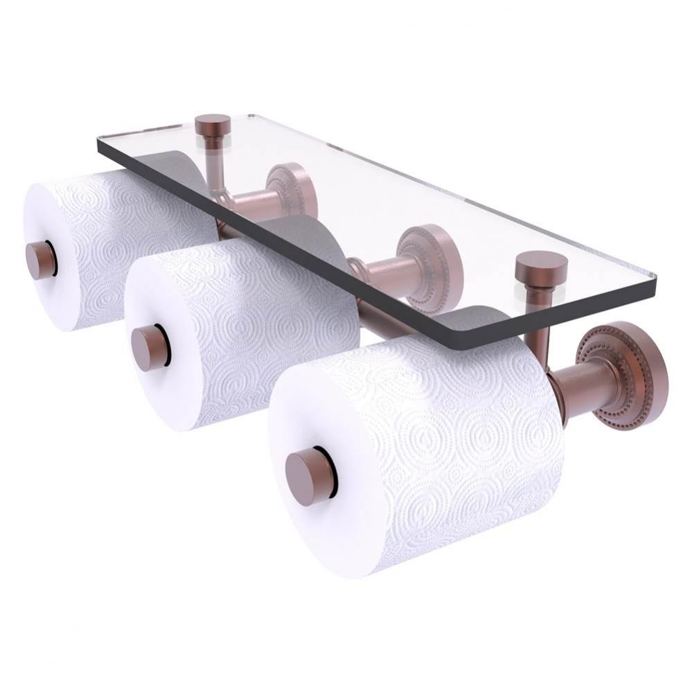 Dottingham Collection Horizontal Reserve 3 Roll Toilet Paper Holder with Glass Shelf - Antique Cop