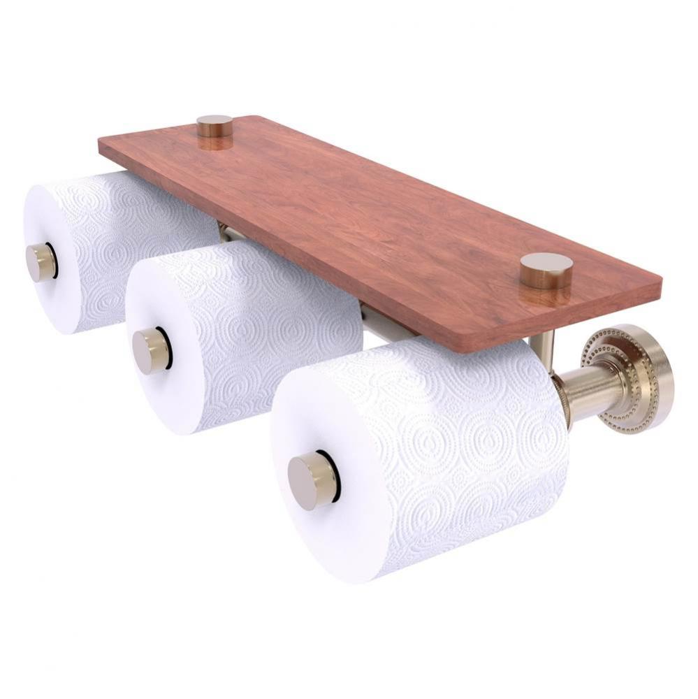 Dottingham Collection Horizontal Reserve 3 Roll Toilet Paper Holder with Wood Shelf - Antique Pewt