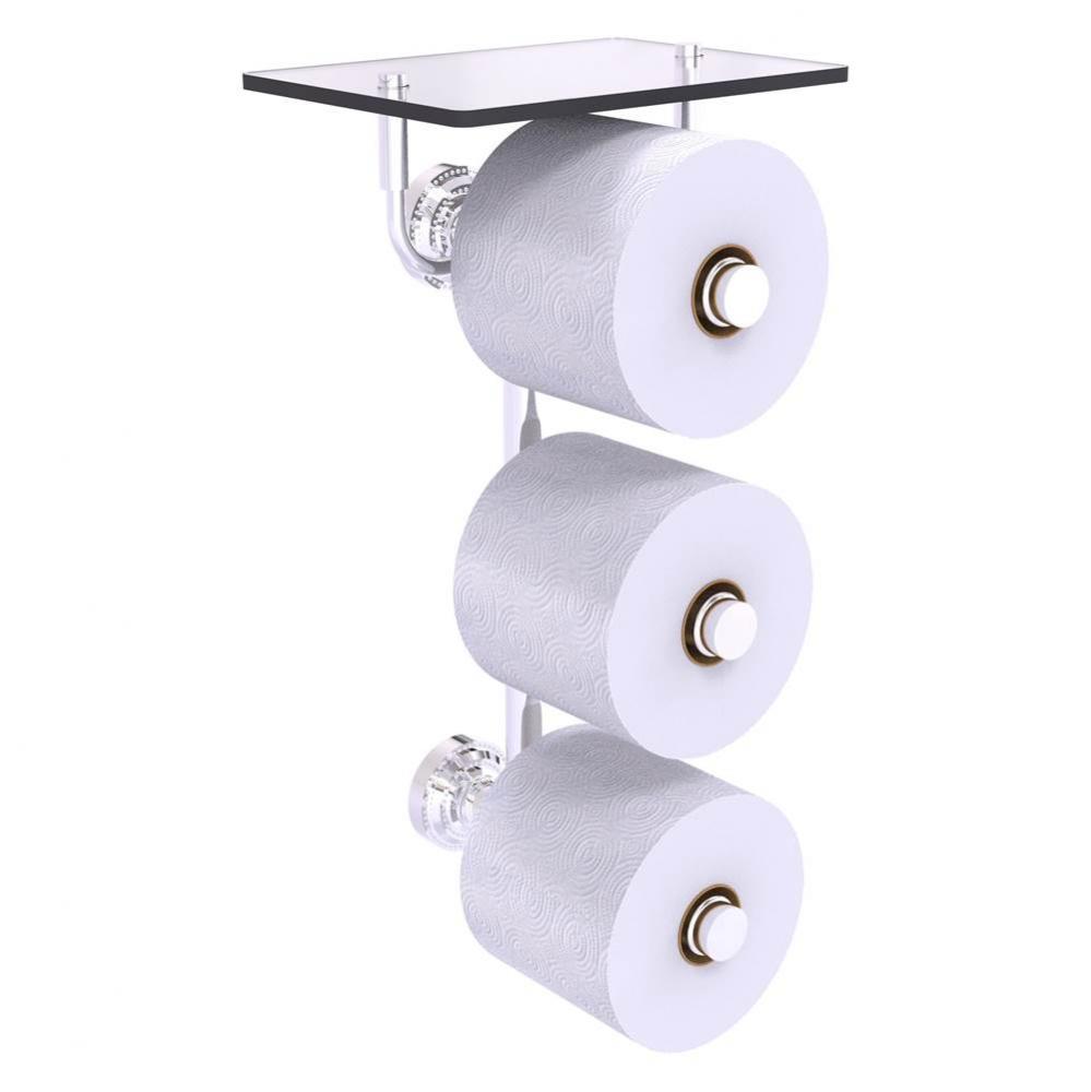 Dottingham Collection 3 Roll Toilet Paper Holder with Glass Shelf - Polished Chrome
