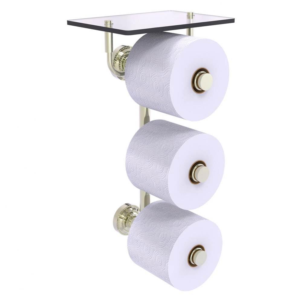Dottingham Collection 3 Roll Toilet Paper Holder with Glass Shelf - Polished Nickel