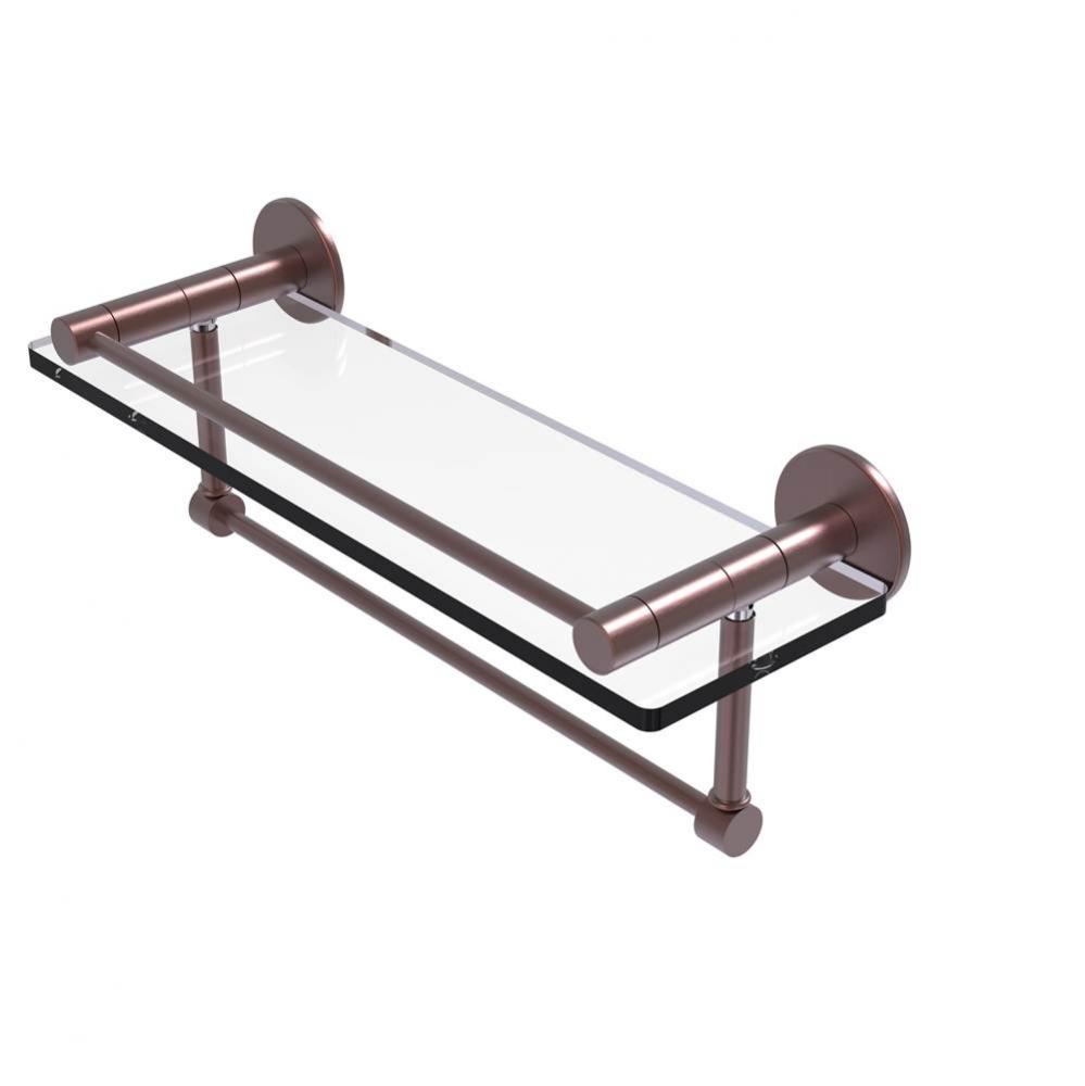 Fresno Collection 16 Inch Glass Shelf with Vanity Rail and Integrated Towel Bar