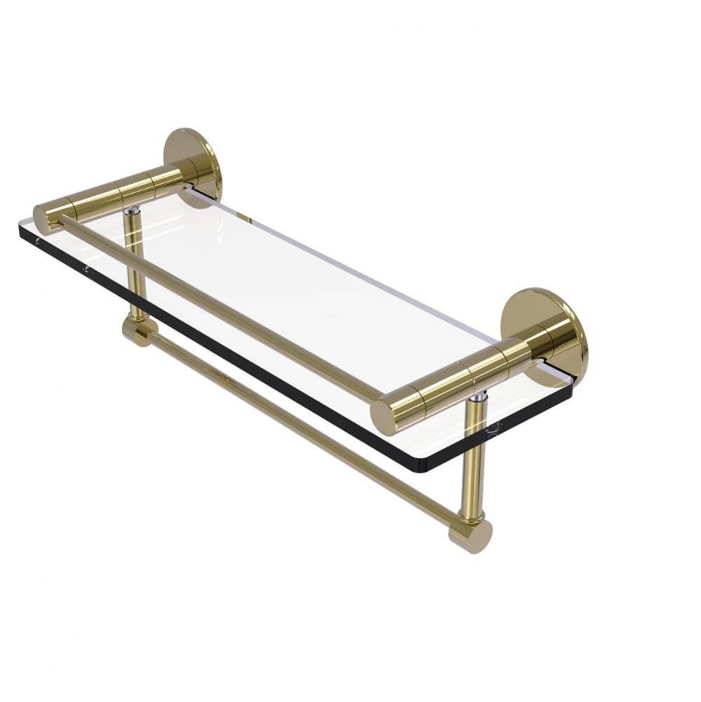Fresno Collection 16 Inch Glass Shelf with Vanity Rail and Integrated Towel Bar