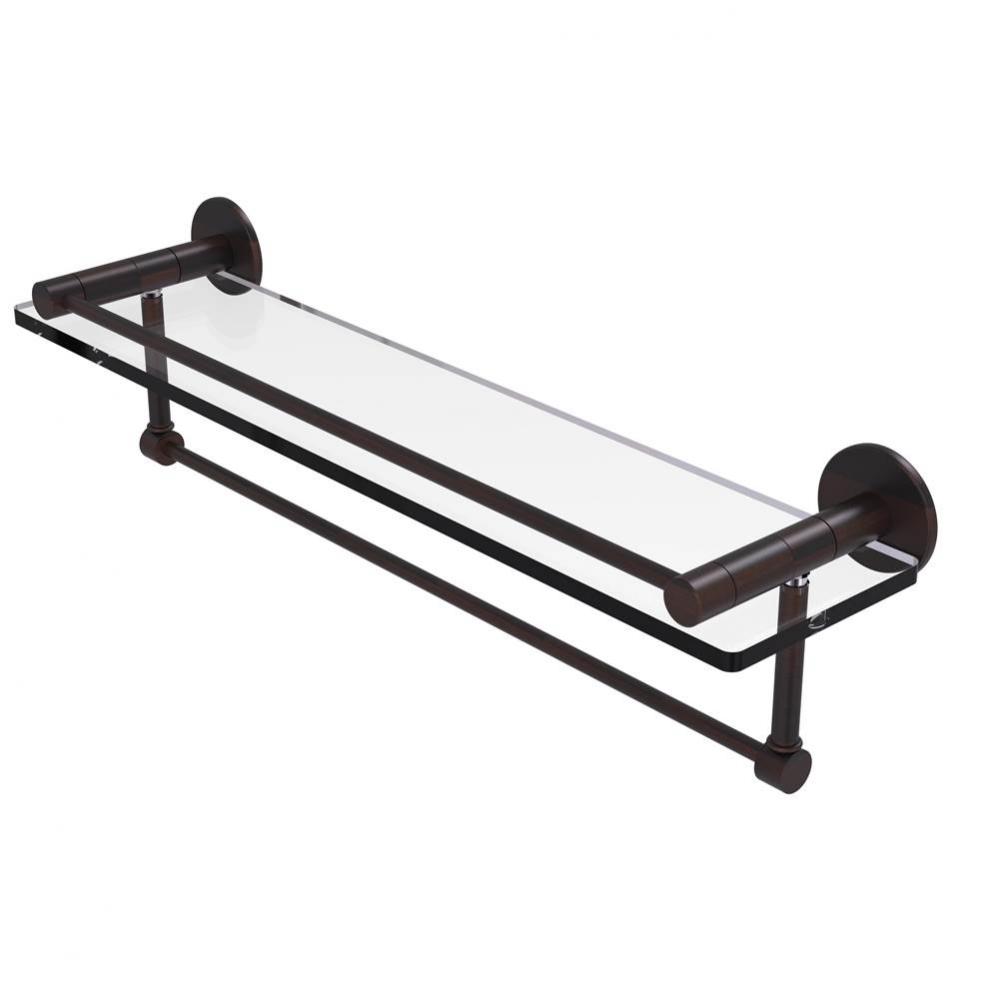 Fresno Collection 22 Inch Glass Shelf with Vanity Rail and Integrated Towel Bar