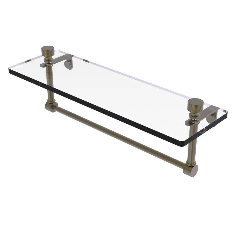 Foxtrot 16 Inch Glass Vanity Shelf with Integrated Towel Bar