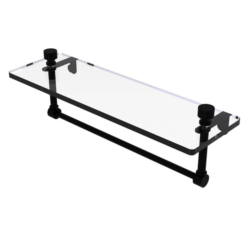 Foxtrot 16 Inch Glass Vanity Shelf with Integrated Towel Bar