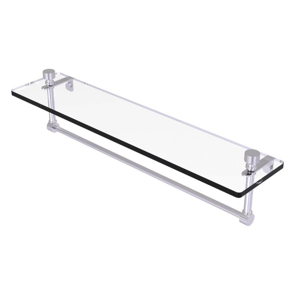 Foxtrot 22 Inch Glass Vanity Shelf with Integrated Towel Bar