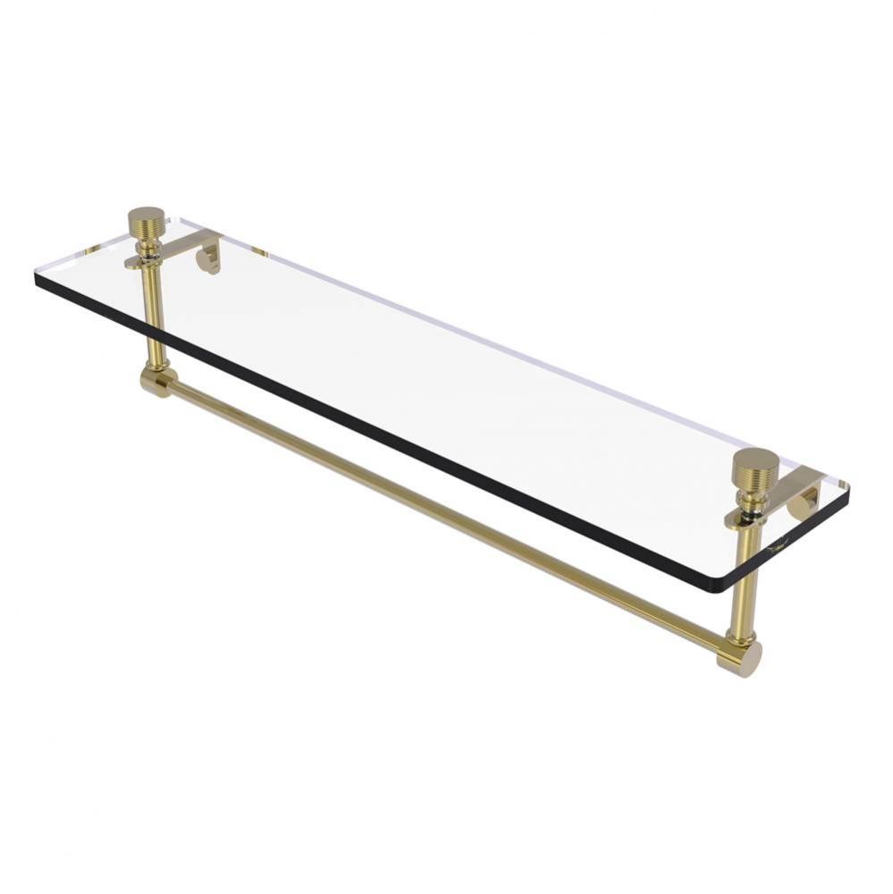 Foxtrot 22 Inch Glass Vanity Shelf with Integrated Towel Bar