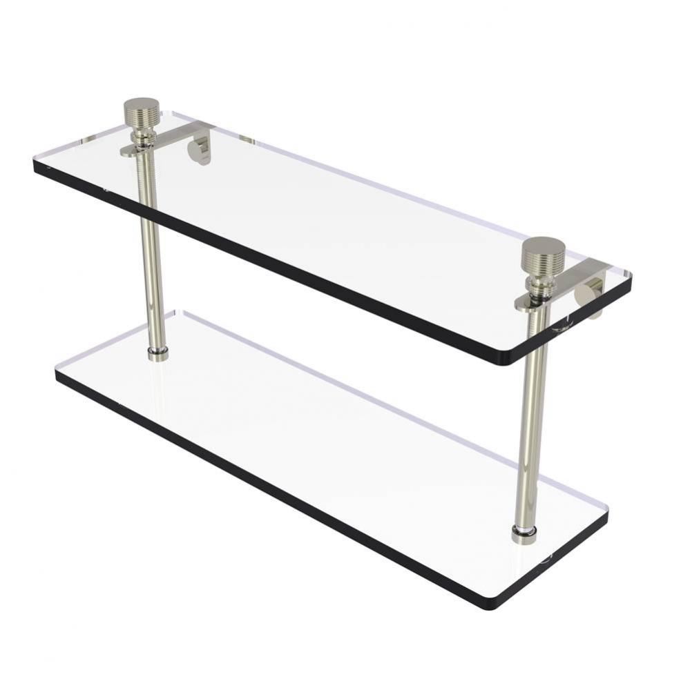 Foxtrot Collection 16 Inch Two Tiered Glass Shelf