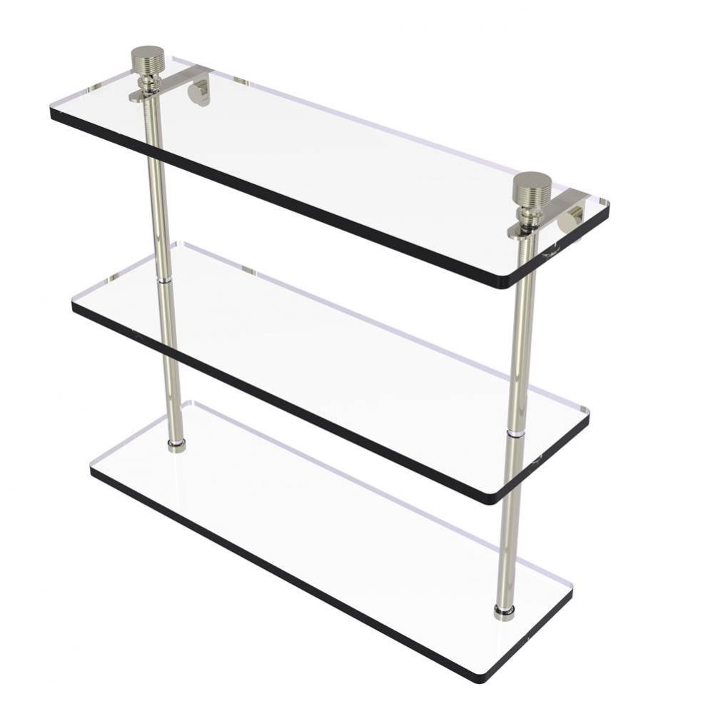 Foxtrot Collection 16 Inch Triple Tiered Glass Shelf