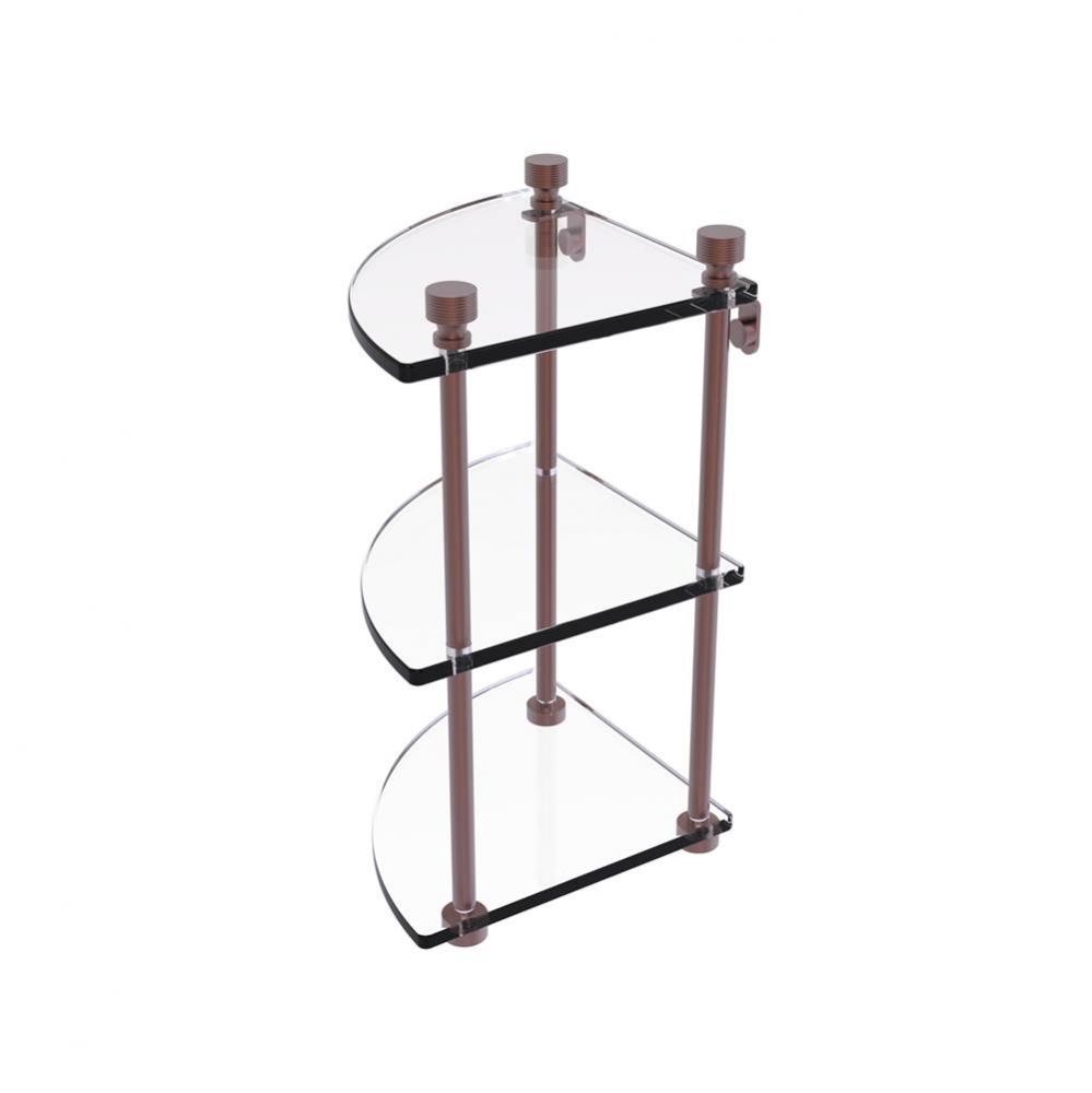 Foxtrot Collection Three Tier Corner Glass Shelf