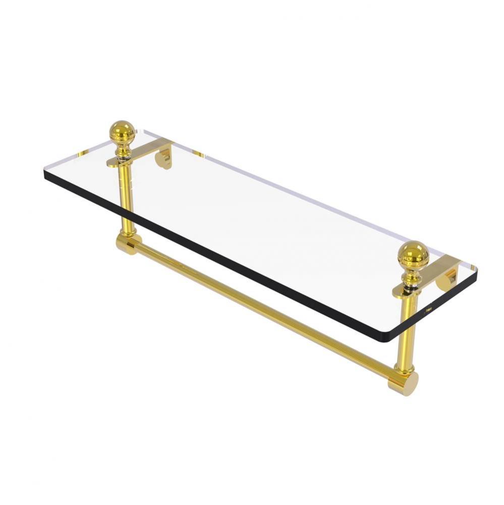 Mambo 16 Inch Glass Vanity Shelf with Integrated Towel Bar