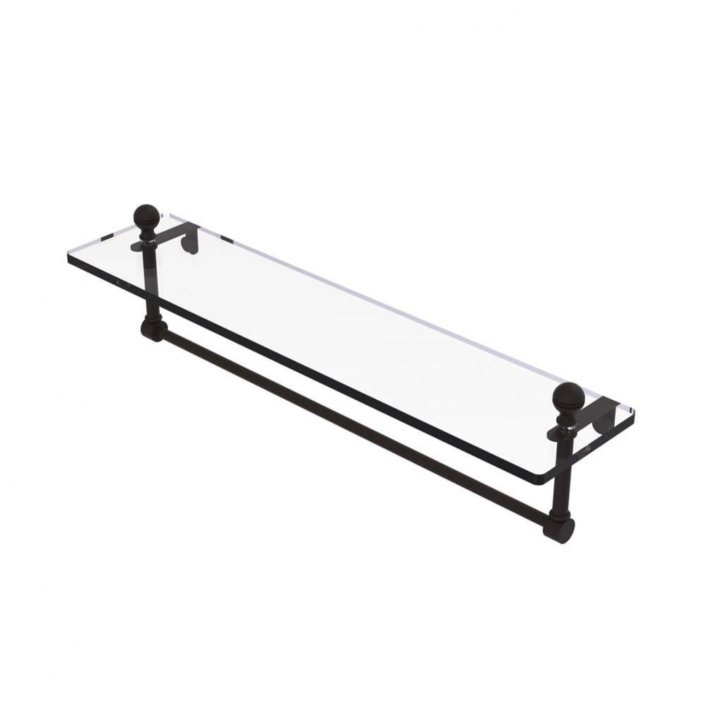Mambo 22 Inch Glass Vanity Shelf with Integrated Towel Bar