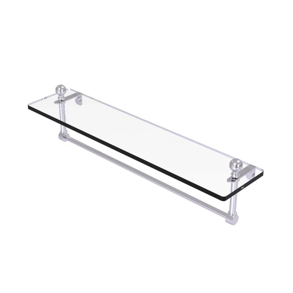 Mambo 22 Inch Glass Vanity Shelf with Integrated Towel Bar