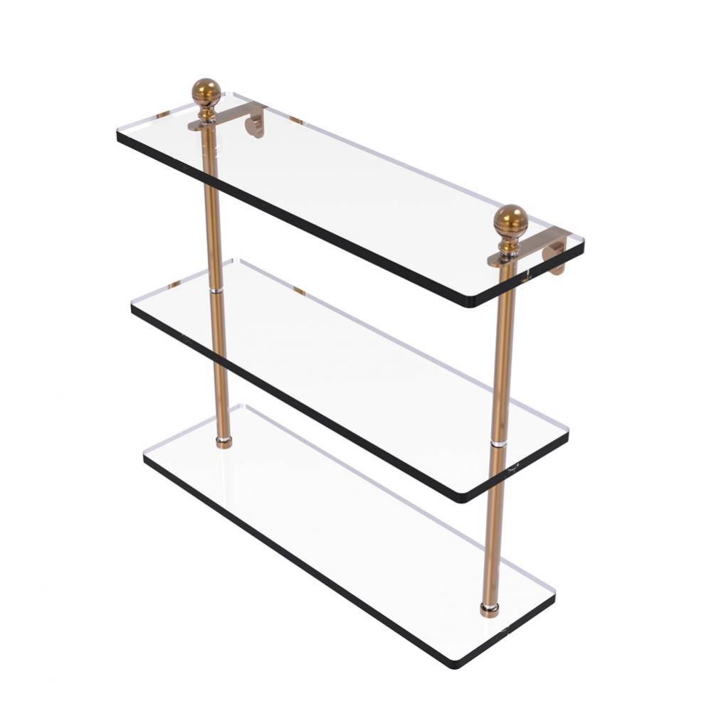 Mambo Collection 16 Inch Triple Tiered Glass Shelf