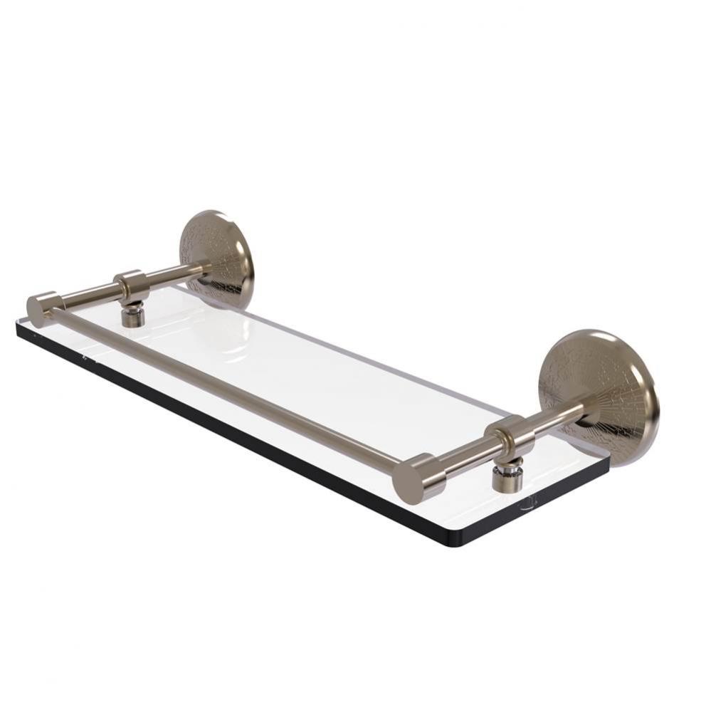 Monte Carlo 16 Inch Tempered Glass Shelf with Gallery Rail