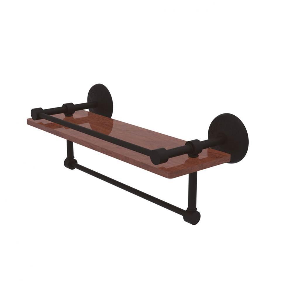 Monte Carlo Collection 16 Inch IPE Ironwood Shelf with Gallery Rail and Towel Bar