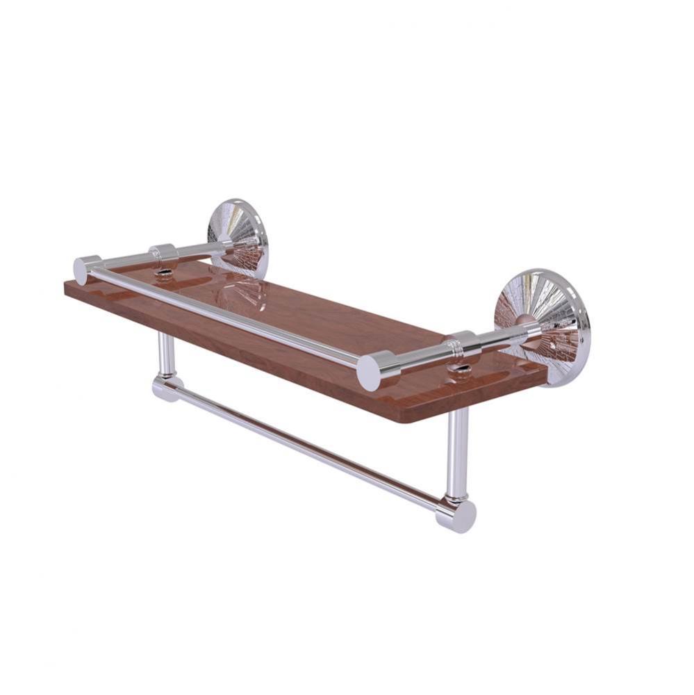 Monte Carlo Collection 16 Inch IPE Ironwood Shelf with Gallery Rail and Towel Bar