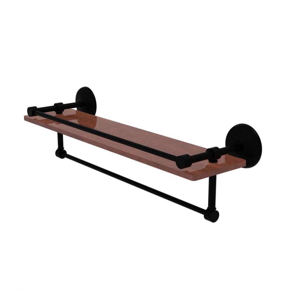 Monte Carlo Collection 22 Inch IPE Ironwood Shelf with Gallery Rail and Towel Bar
