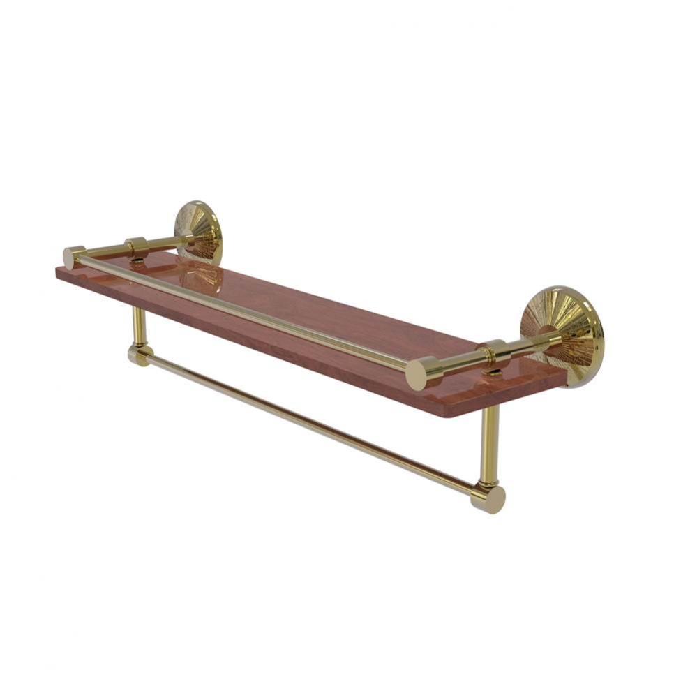 Monte Carlo Collection 22 Inch IPE Ironwood Shelf with Gallery Rail and Towel Bar