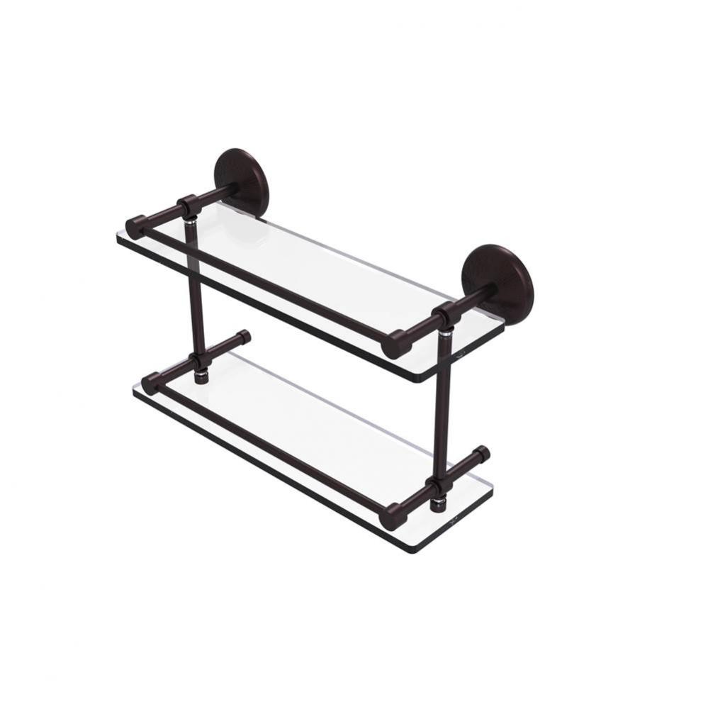 Monte Carlo 16 Inch Double Glass Shelf with Gallery Rail