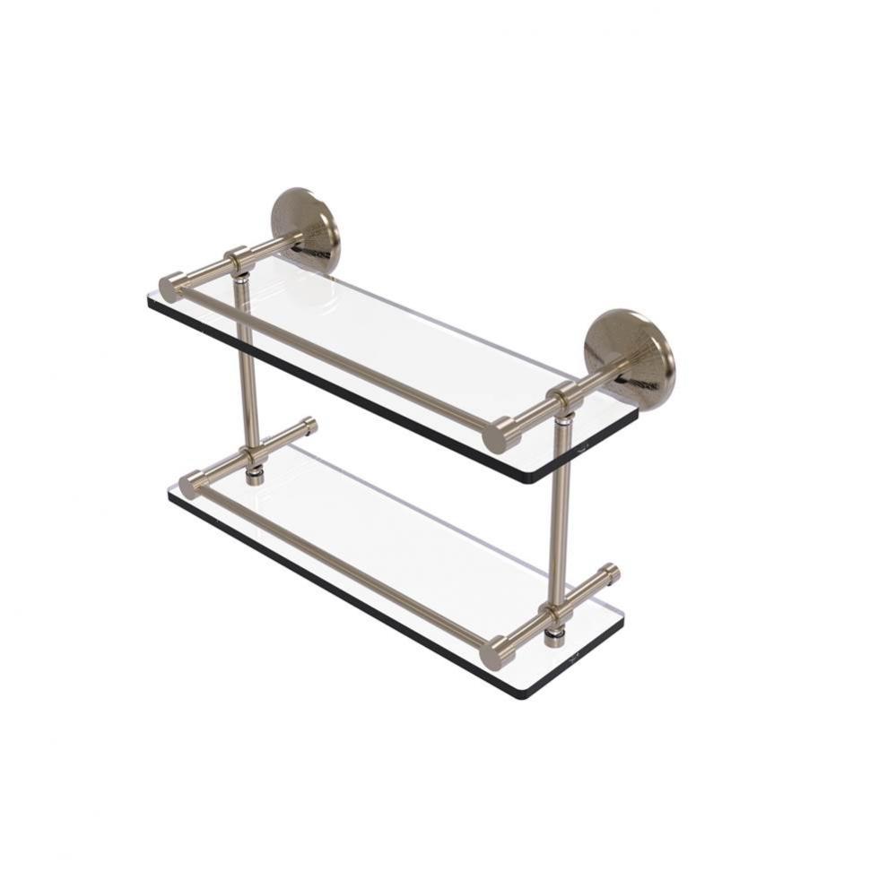 Monte Carlo 16 Inch Double Glass Shelf with Gallery Rail