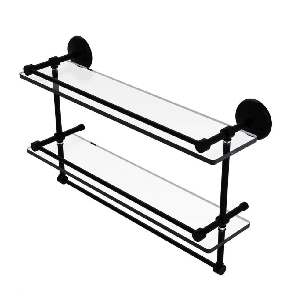 22 Inch Gallery Double Glass Shelf with Towel Bar