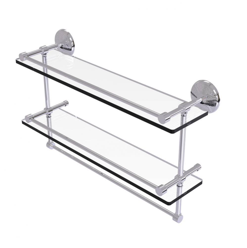 22 Inch Gallery Double Glass Shelf with Towel Bar