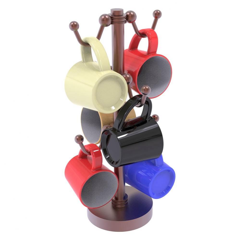 Countertop 6 Coffee Mug Holder with Dotted Detail - Antique Copper