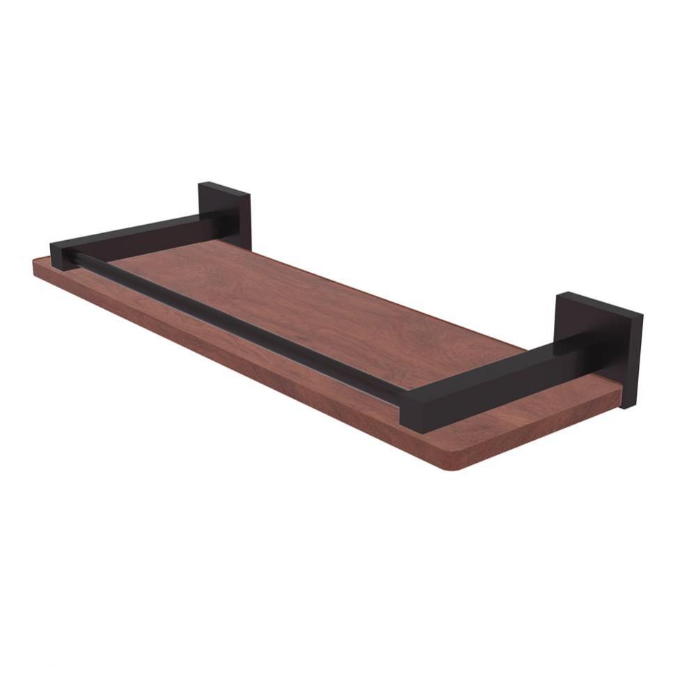 Montero Collection 16 Inch Solid IPE Ironwood Shelf with Gallery Rail