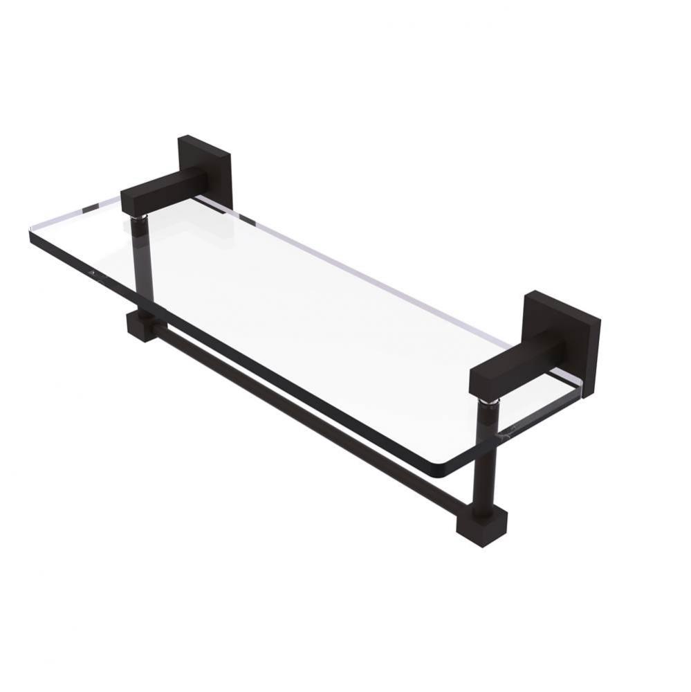 Montero Collection 16 Inch Glass Vanity Shelf with Integrated Towel Bar