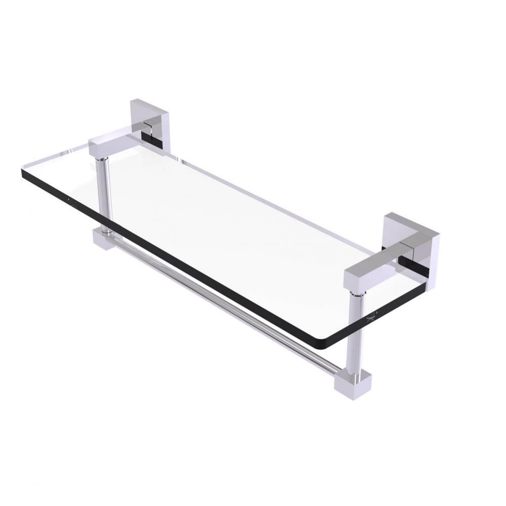 Montero Collection 16 Inch Glass Vanity Shelf with Integrated Towel Bar