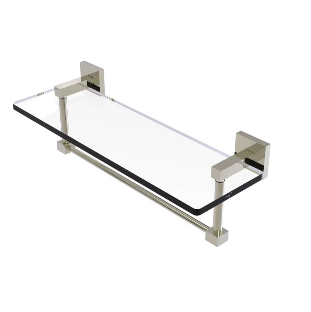 Montero Collection 16 Inch Glass Vanity Shelf with Integrated Towel Bar