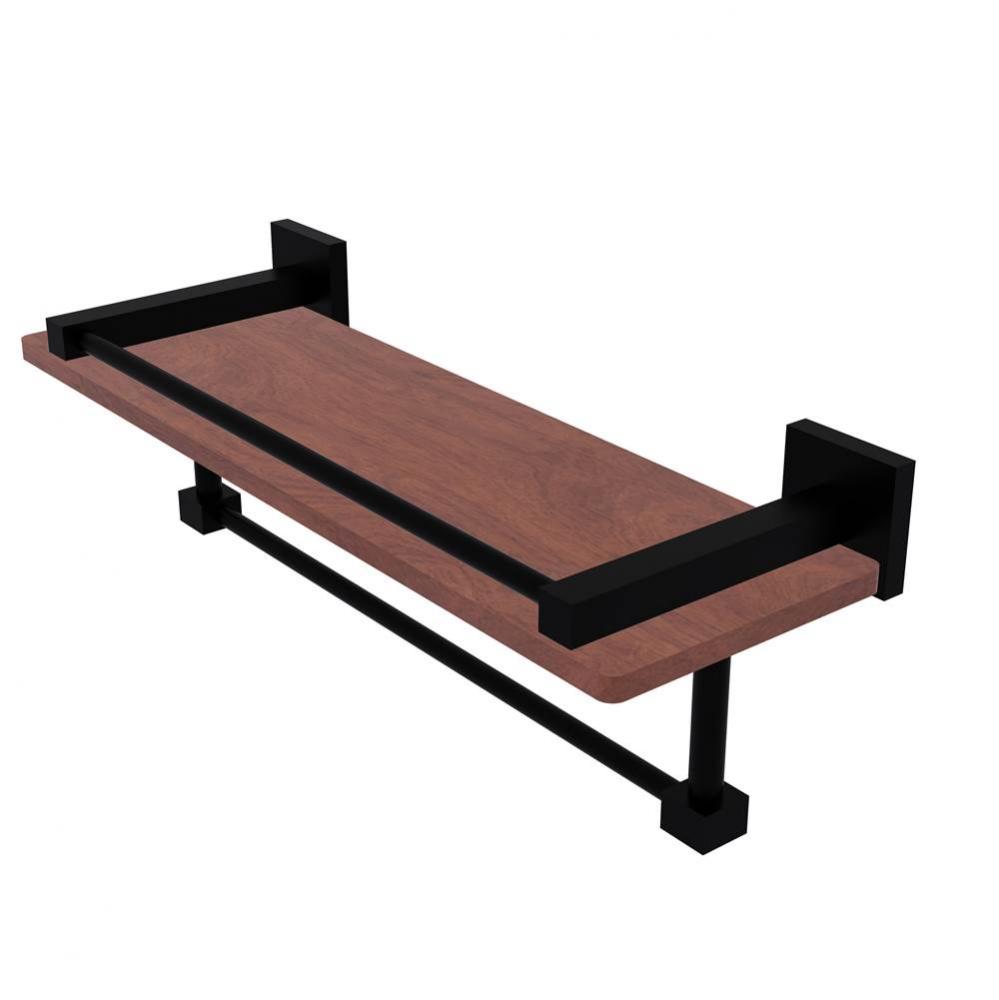 Montero Collection 16 Inch IPE Ironwood Shelf with Gallery Rail and Towel Bar