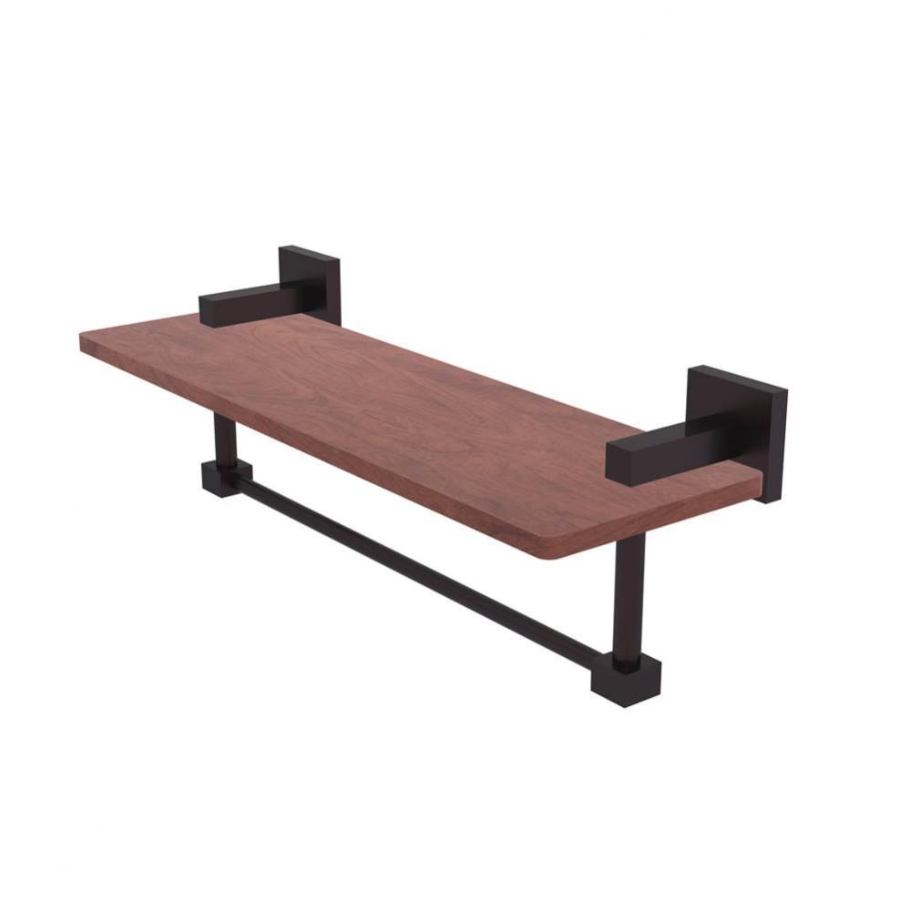 Montero Collection 16 Inch Solid IPE Ironwood Shelf with Integrated Towel Bar