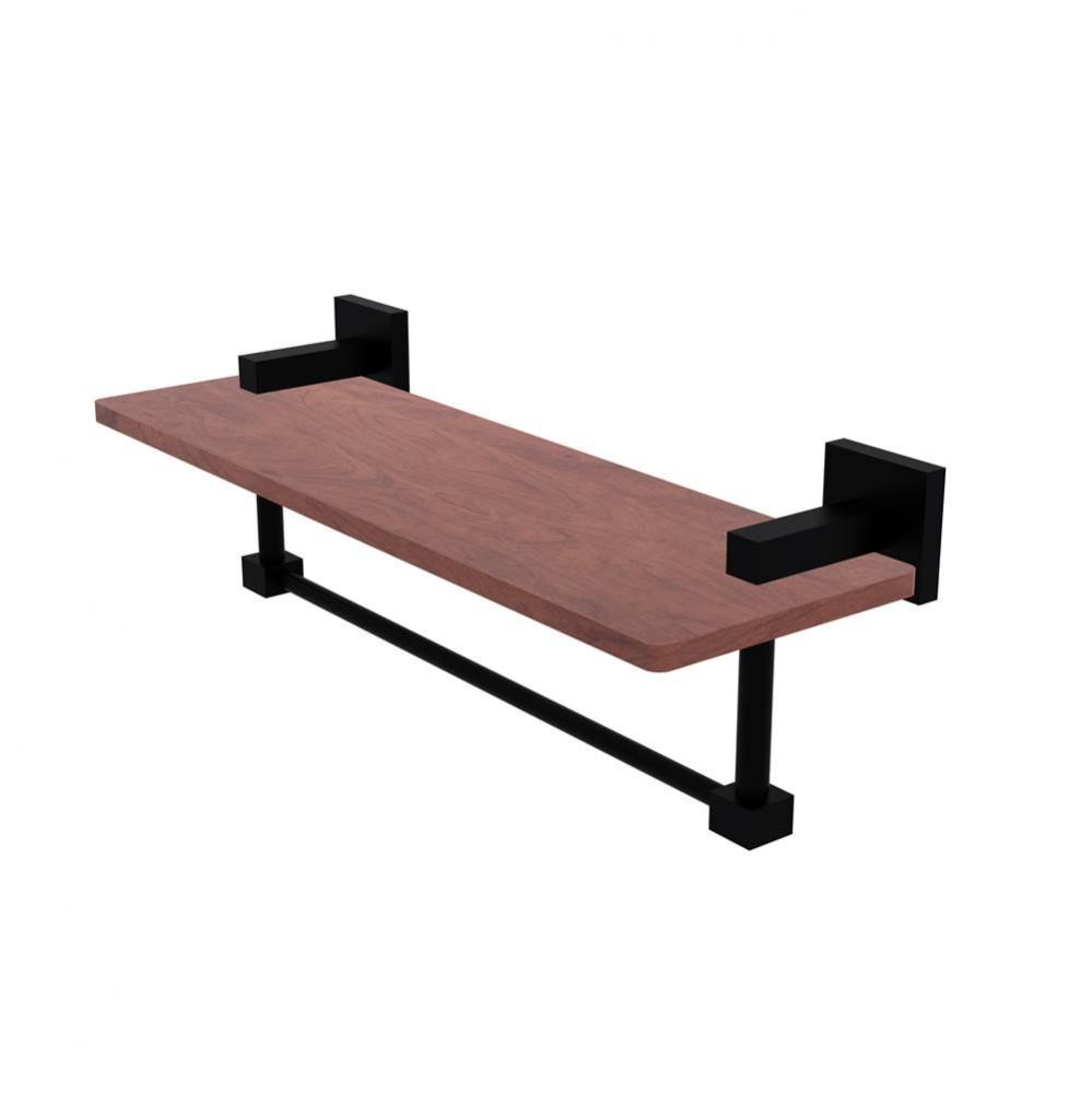 Montero Collection 16 Inch Solid IPE Ironwood Shelf with Integrated Towel Bar