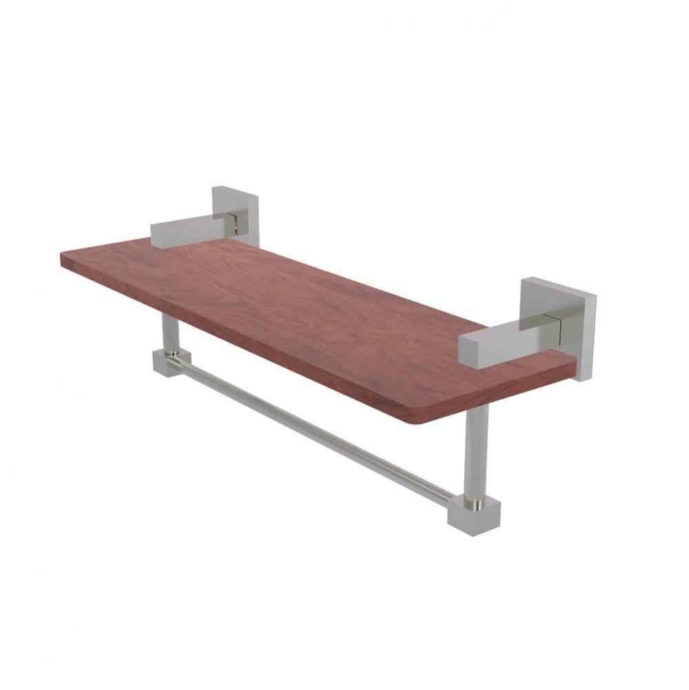 Montero Collection 16 Inch Solid IPE Ironwood Shelf with Integrated Towel Bar