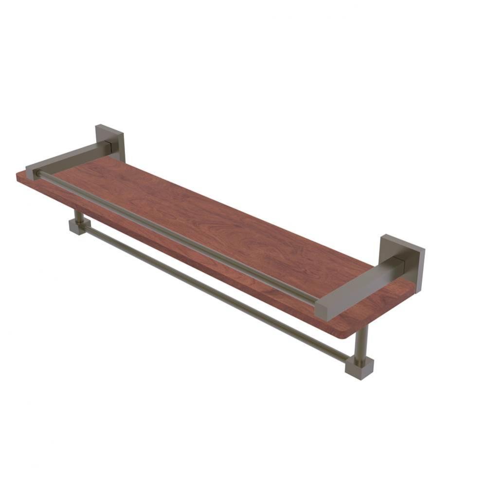 Montero Collection 22 Inch IPE Ironwood Shelf with Gallery Rail and Towel Bar