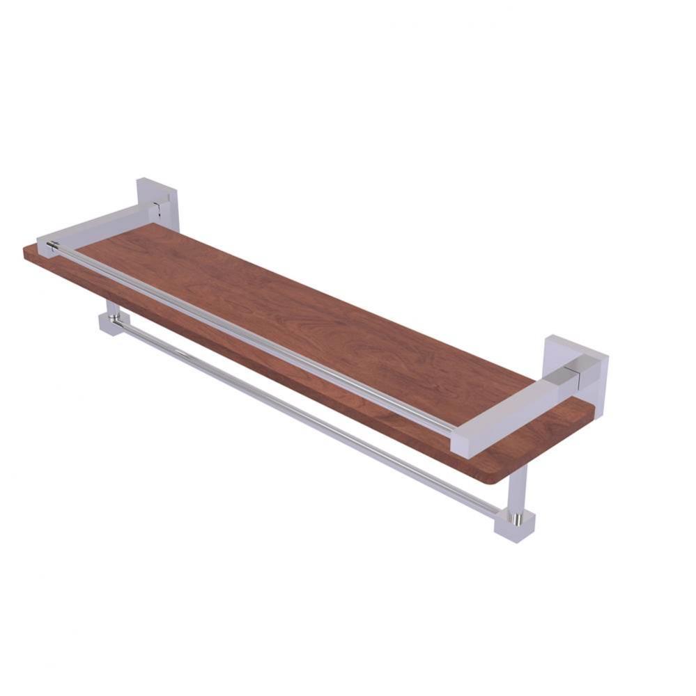 Montero Collection 22 Inch IPE Ironwood Shelf with Gallery Rail and Towel Bar