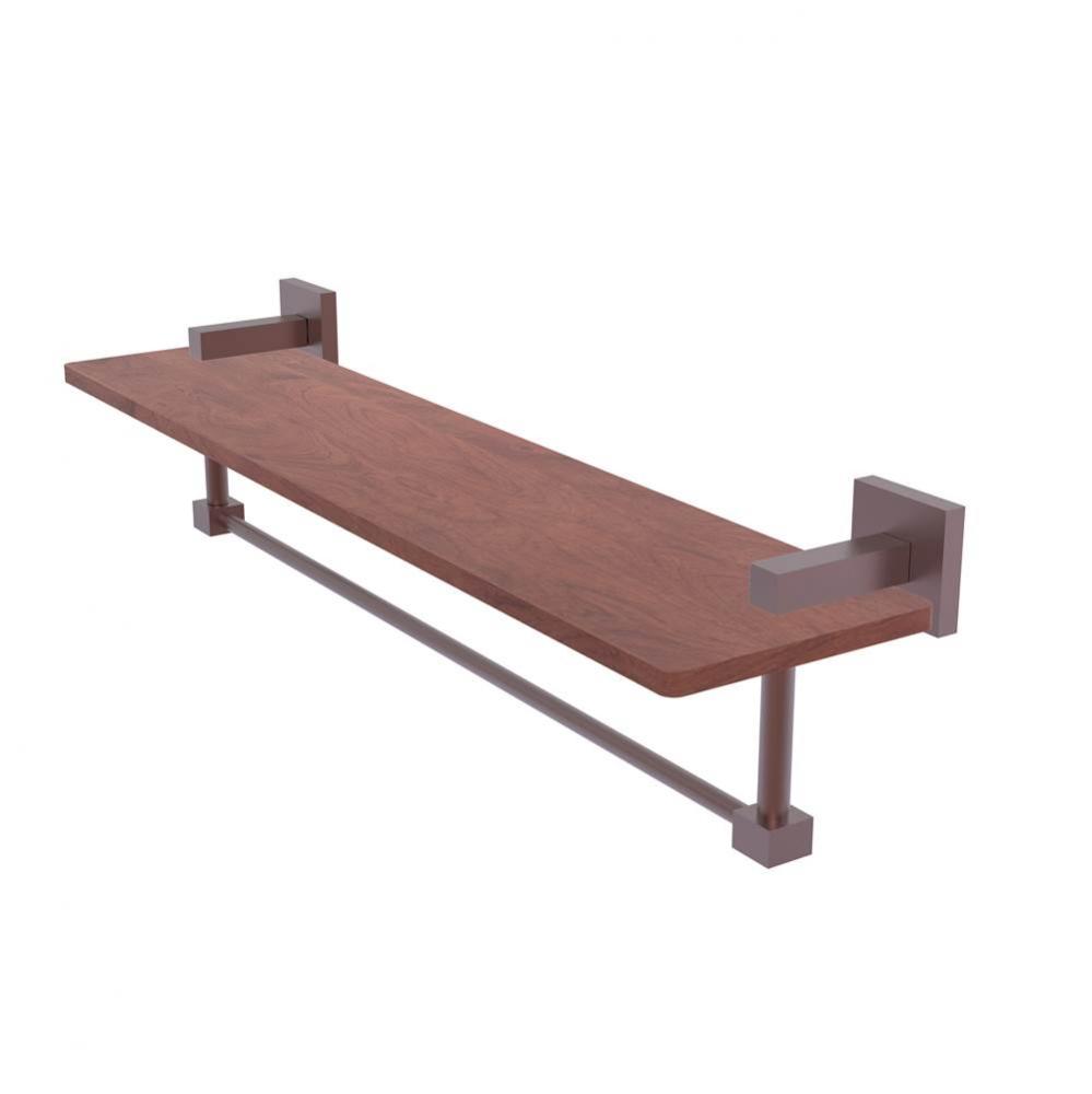 Montero Collection 22 Inch Solid IPE Ironwood Shelf with Integrated Towel Bar