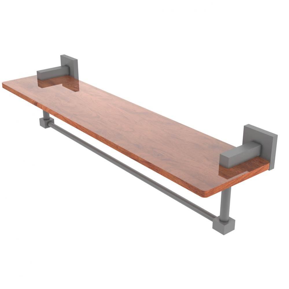 Montero Collection 22 Inch Solid IPE Ironwood Shelf with Integrated Towel Bar