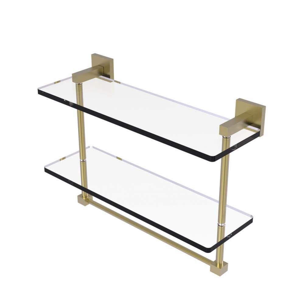 Montero Collection 16 Inch Two Tiered Glass Shelf with Integrated Towel Bar