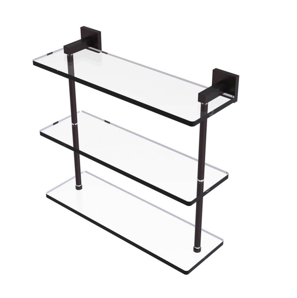 Montero Collection 16 Inch Triple Tiered Glass Shelf