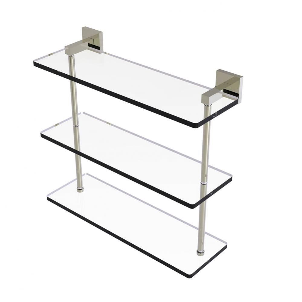 Montero Collection 16 Inch Triple Tiered Glass Shelf