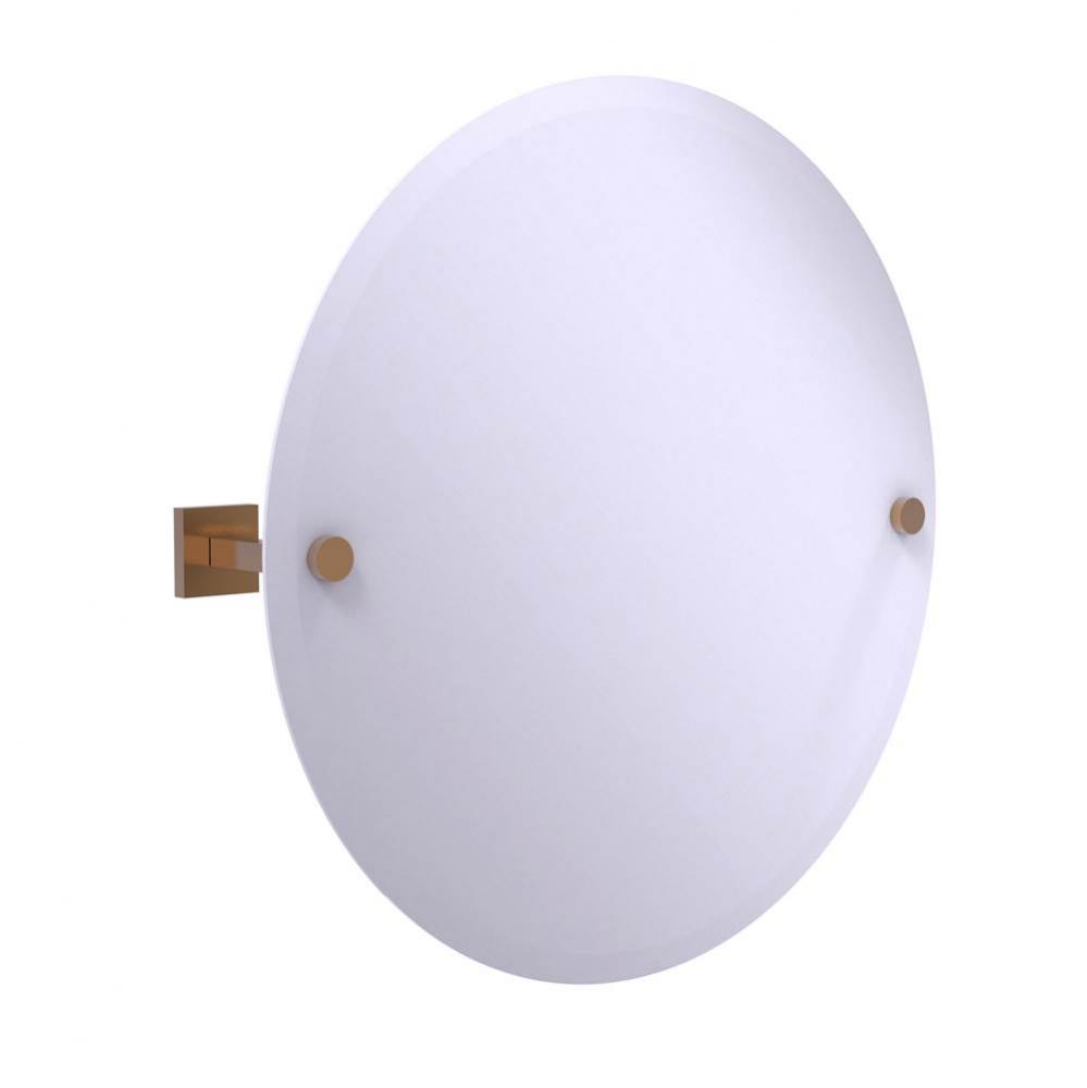 Montero Collection Contemporary Frameless Round Tilt Mirror with Beveled Edge