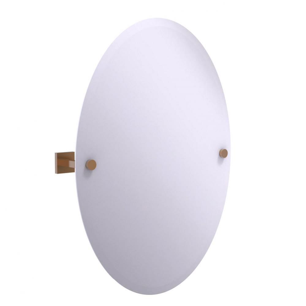 Montero Collection Contemporary Frameless Oval Tilt Mirror with Beveled Edge