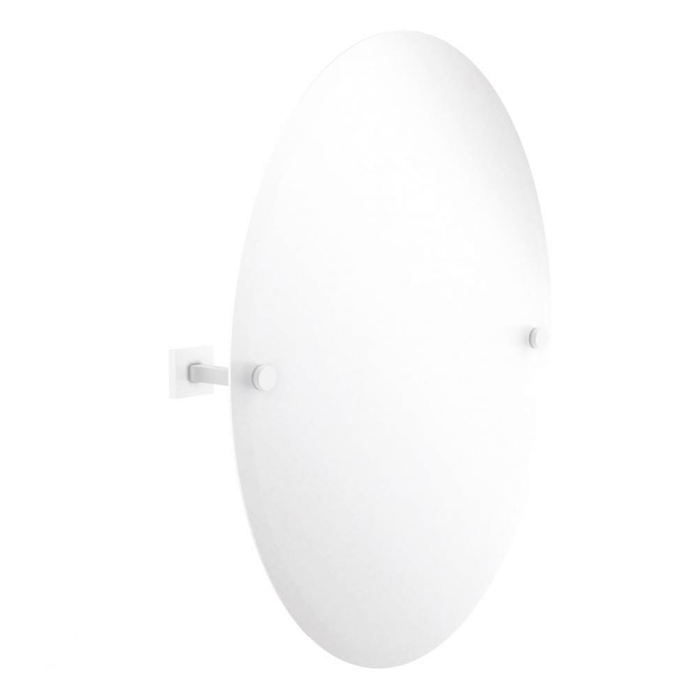 Montero Collection Contemporary Frameless Oval Tilt Mirror with Beveled Edge