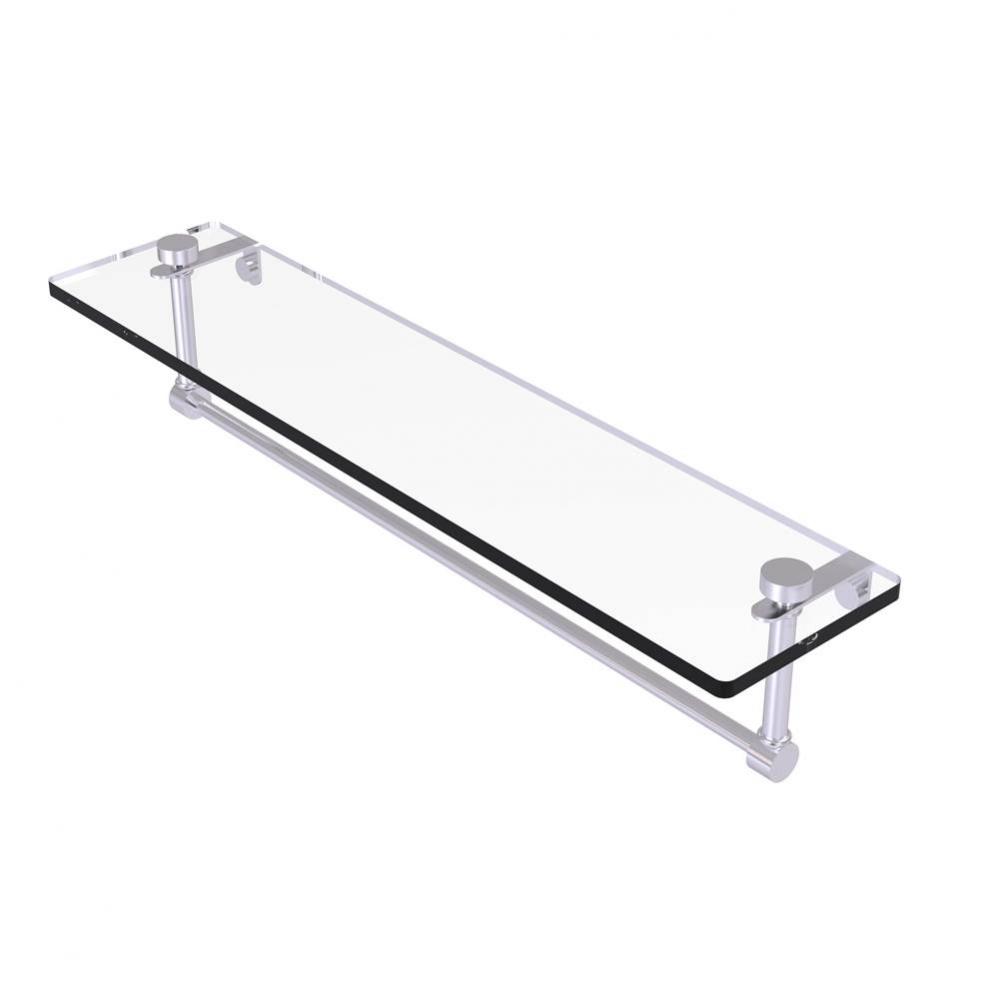 22 Inch Glass Vanity Shelf with Integrated Towel Bar