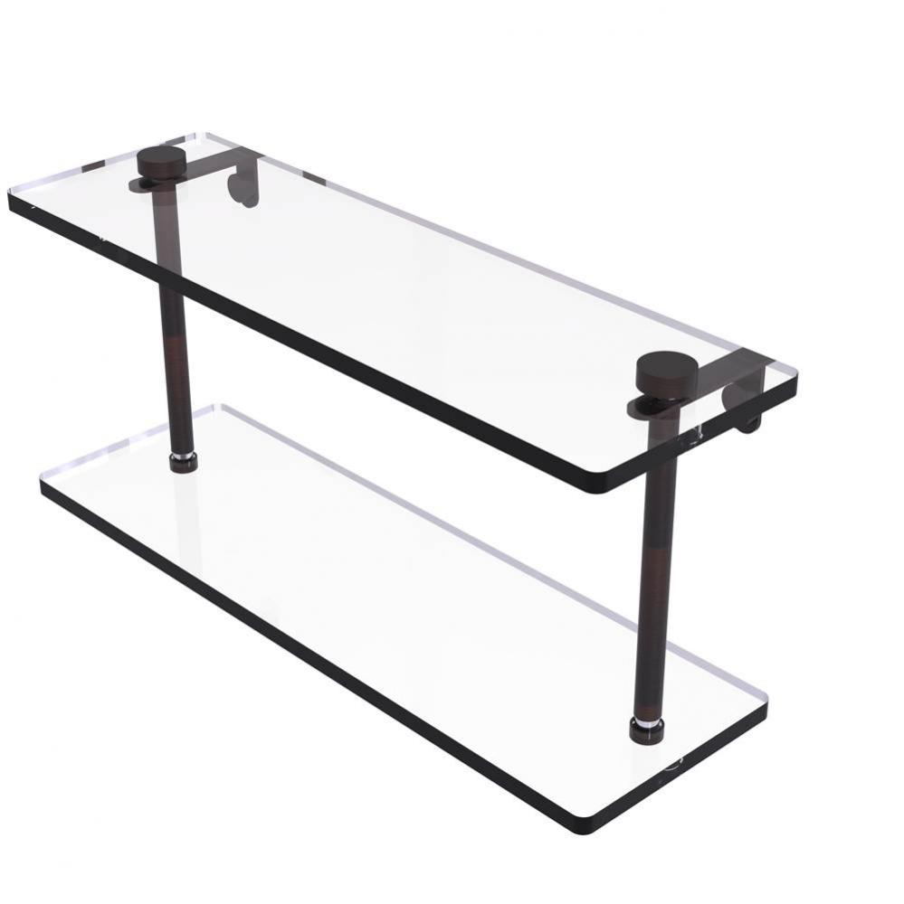 16 Inch Two Tiered Glass Shelf