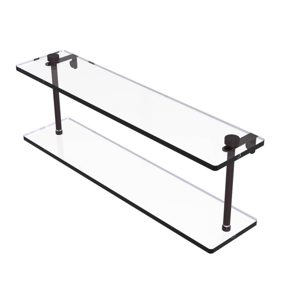 22 Inch Two Tiered Glass Shelf